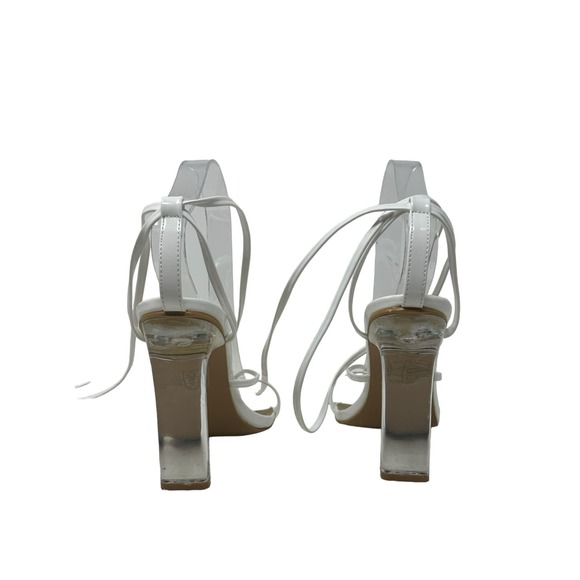 PrettyLittleThings White Clear Heel Lace Up Heels size 39 - Picture 7 of 9